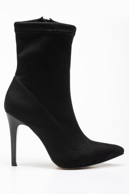 Ayakkabı Aşkı Siyah Süet Yüksek İnce Topuklu Fermuarlı Kadın Bot