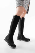 Ayakkabı Aşkı 165-305 Siyah Süet Arka Streç Fermuarlı Günlük Kadın Çizme