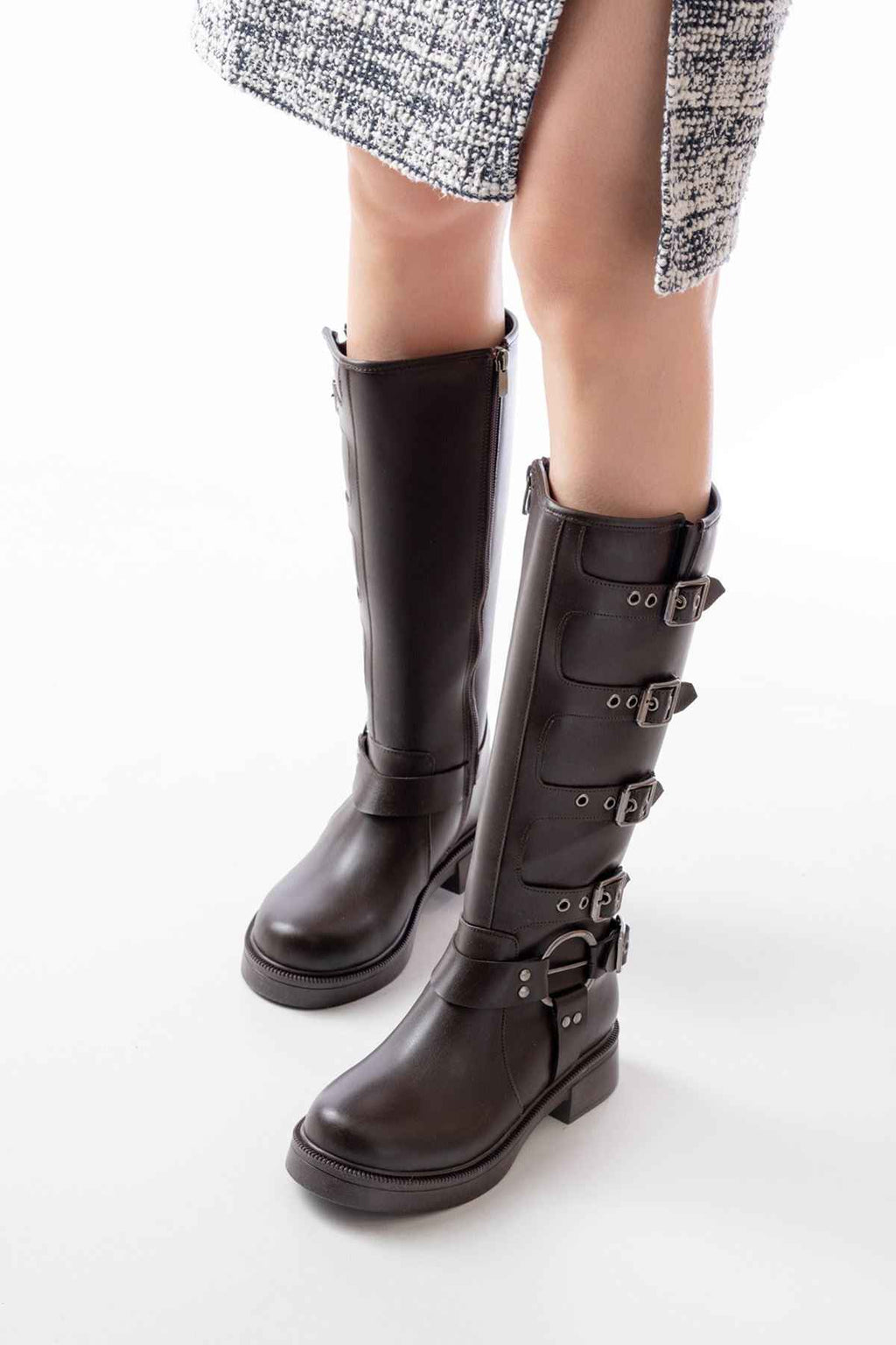 Ayakkabı Aşkı 02-346 Kahverengi Düz Topuklu Günlük Bayan Binici Çizme