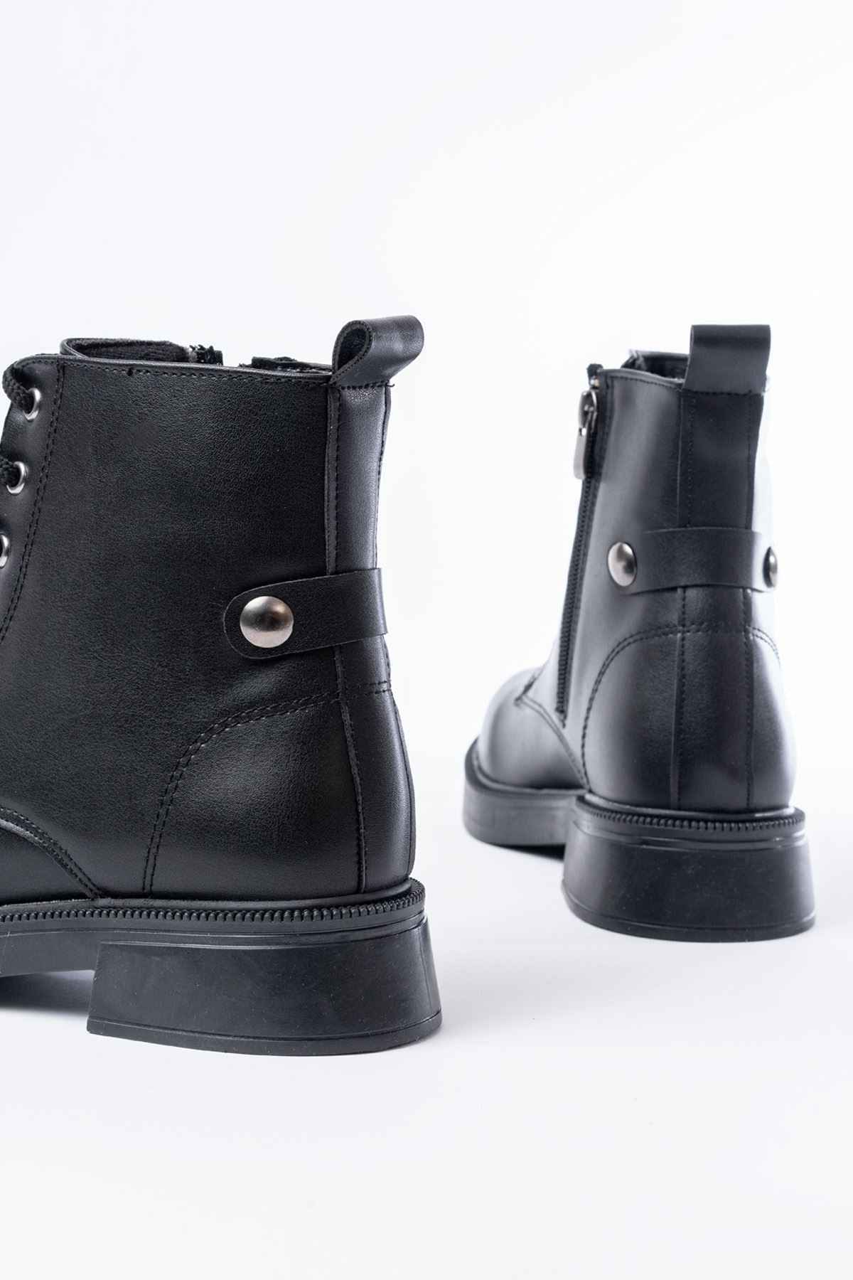 Ayakkabı Aşkı 02-2003 Siyah Bağcıklı Fermuarlı Günlük Kadın Bot