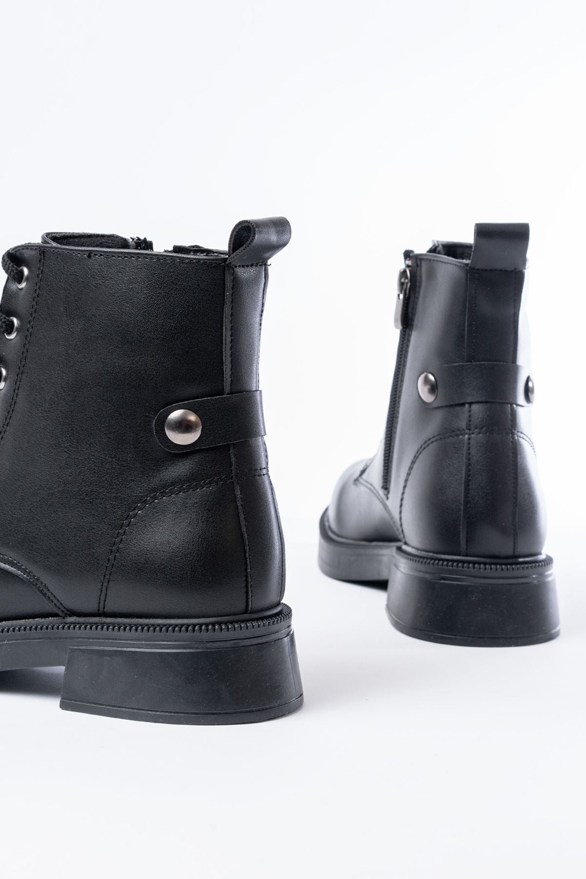 Ayakkabı Aşkı Siyah Bağcıklı Fermuarlı Günlük Kadın Bot