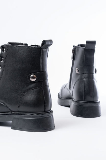 Ayakkabı Aşkı Siyah Bağcıklı Fermuarlı Günlük Kadın Bot