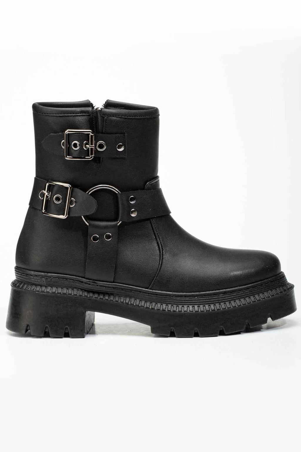 Ayakkabı Aşkı 236-2013 Siyah Toka Aksesuarlı Fermuarlı Günlük Kadın Bot