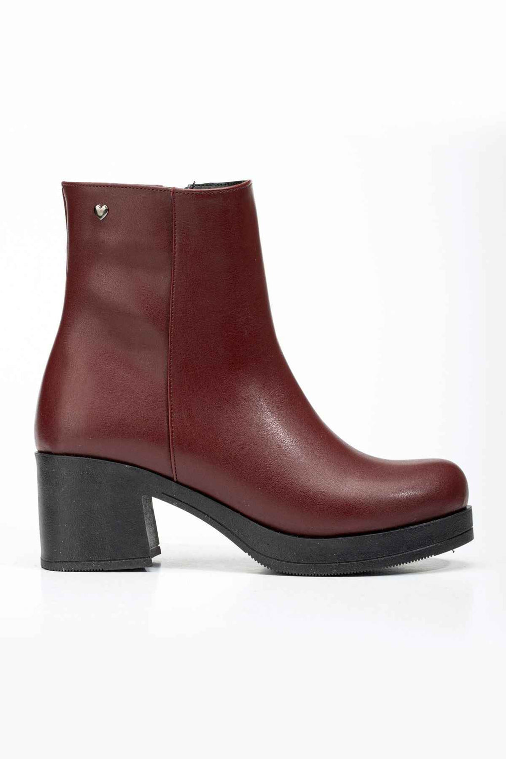 Ayakkabı Aşkı 5109-3022 Bordo Fermuarlı Kalın Topuklu Günlük Kadın Bot