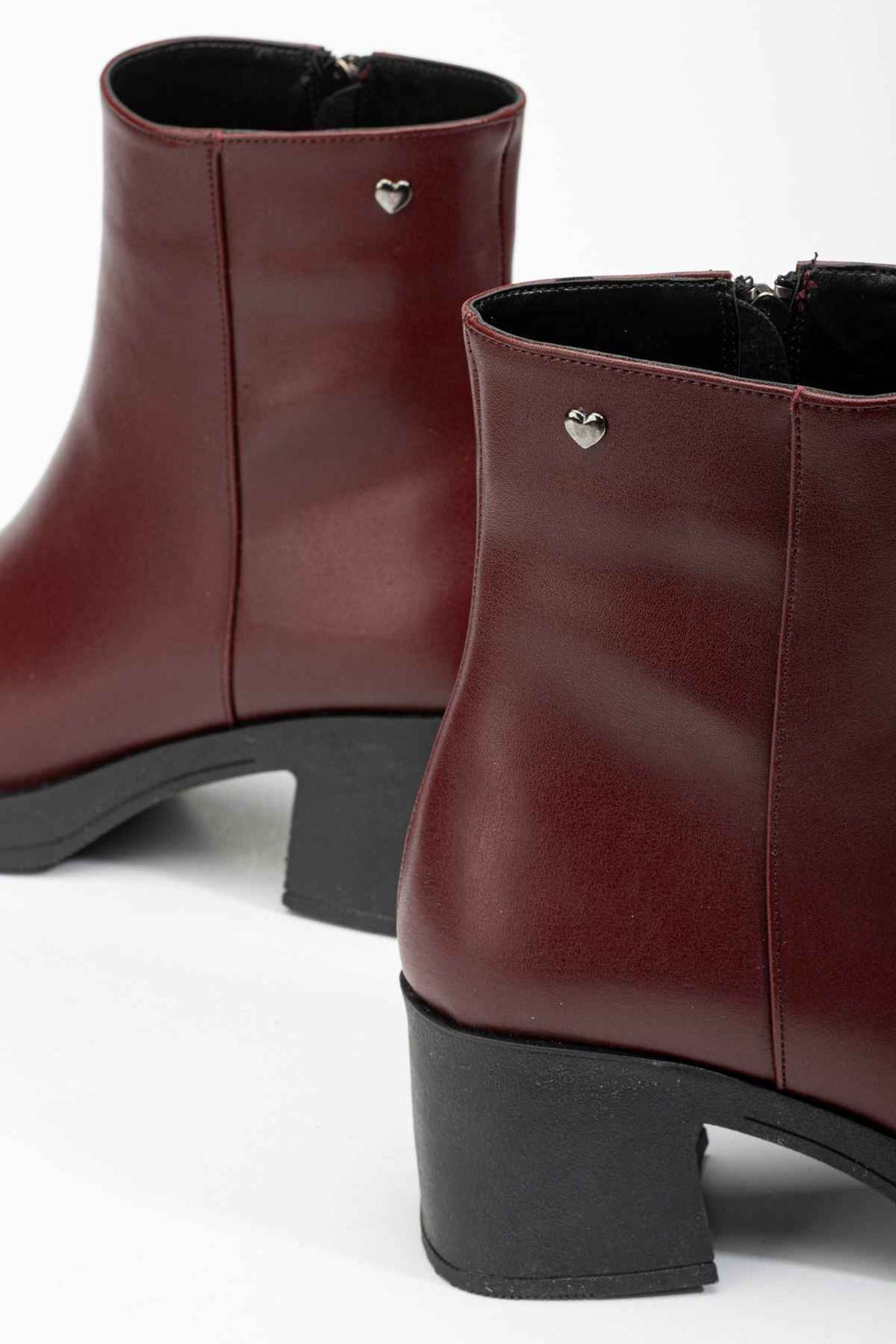 Ayakkabı Aşkı 5109-3022 Bordo Fermuarlı Kalın Topuklu Günlük Kadın Bot