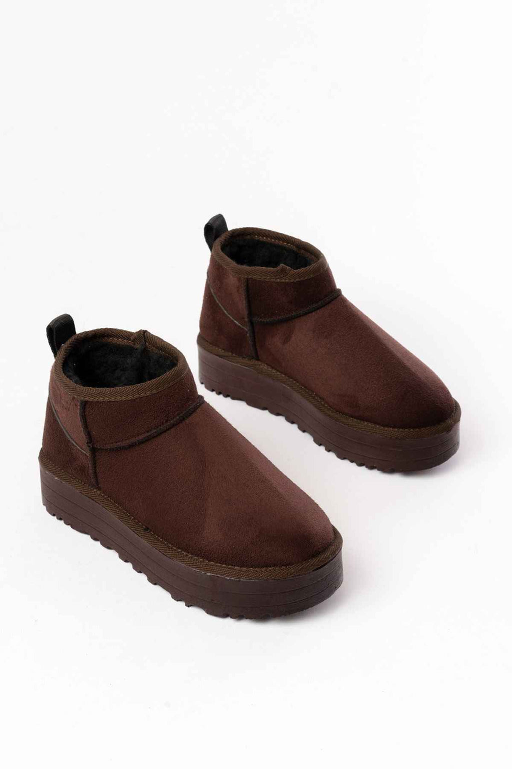 Ayakkabı Aşkı Ndr-2850 Kahverengi Süet Içi Kürklü Kışlık Kapalı Burun Kadın Günlük Terlik