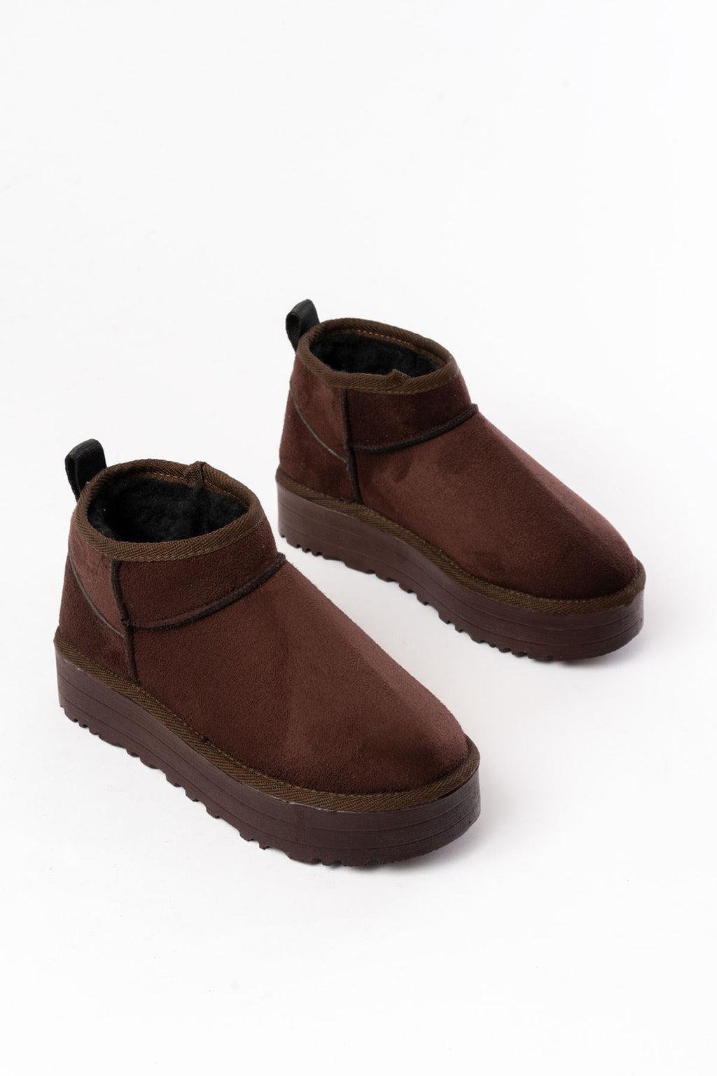 Ayakkabı Aşkı Kahverengi Süet İçi Kürklü Kışlık Kapalı Burun Kadın Günlük Terlik - Ayakkabı Aşkı