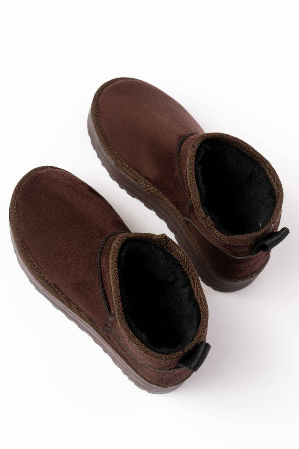 Ayakkabı Aşkı Ndr-2850 Kahverengi Süet Içi Kürklü Kışlık Kapalı Burun Kadın Günlük Terlik