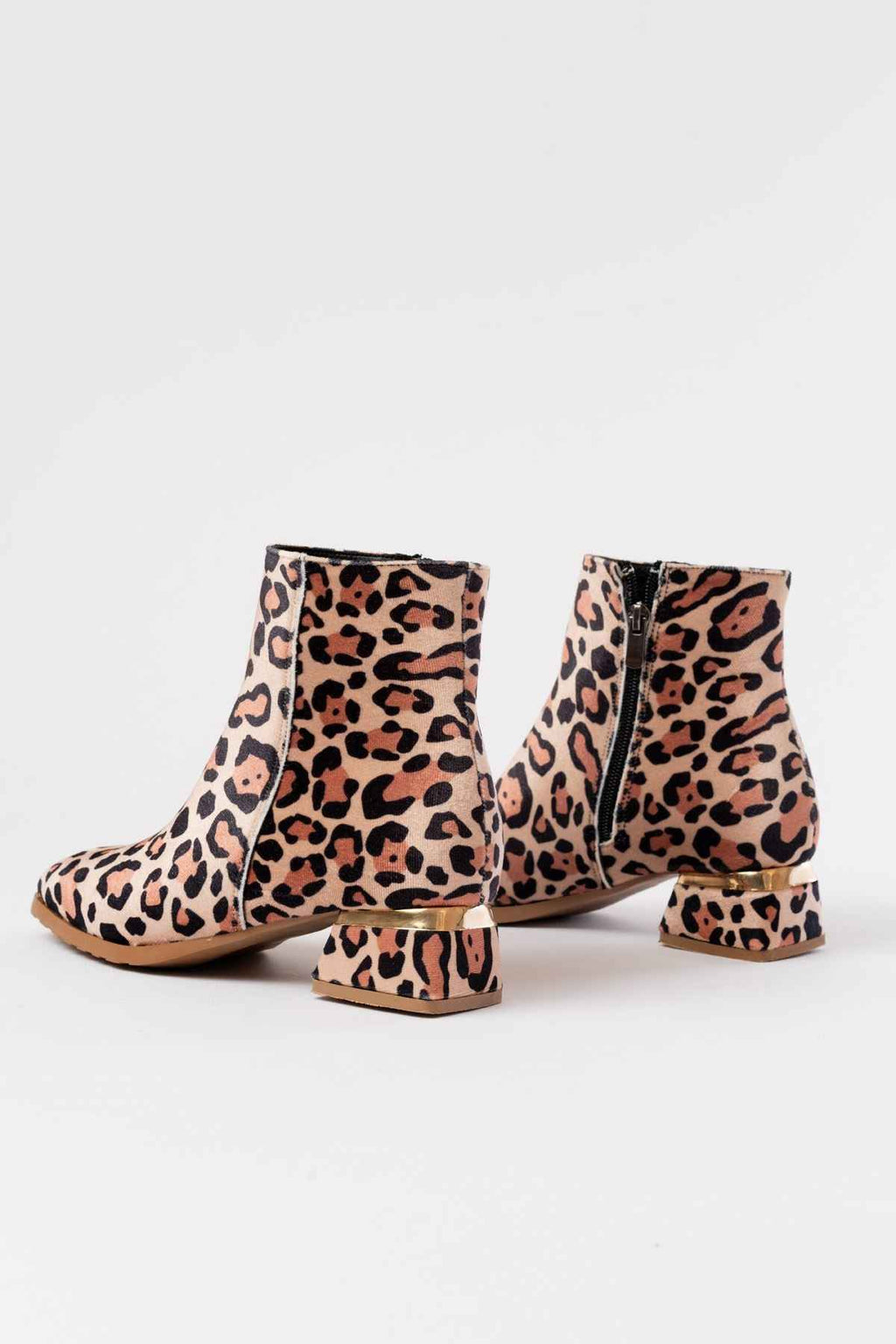Ayakkabı Aşkı Rm-500 Leopar Topuklu Fermuarlı Günlük Kadın Bot