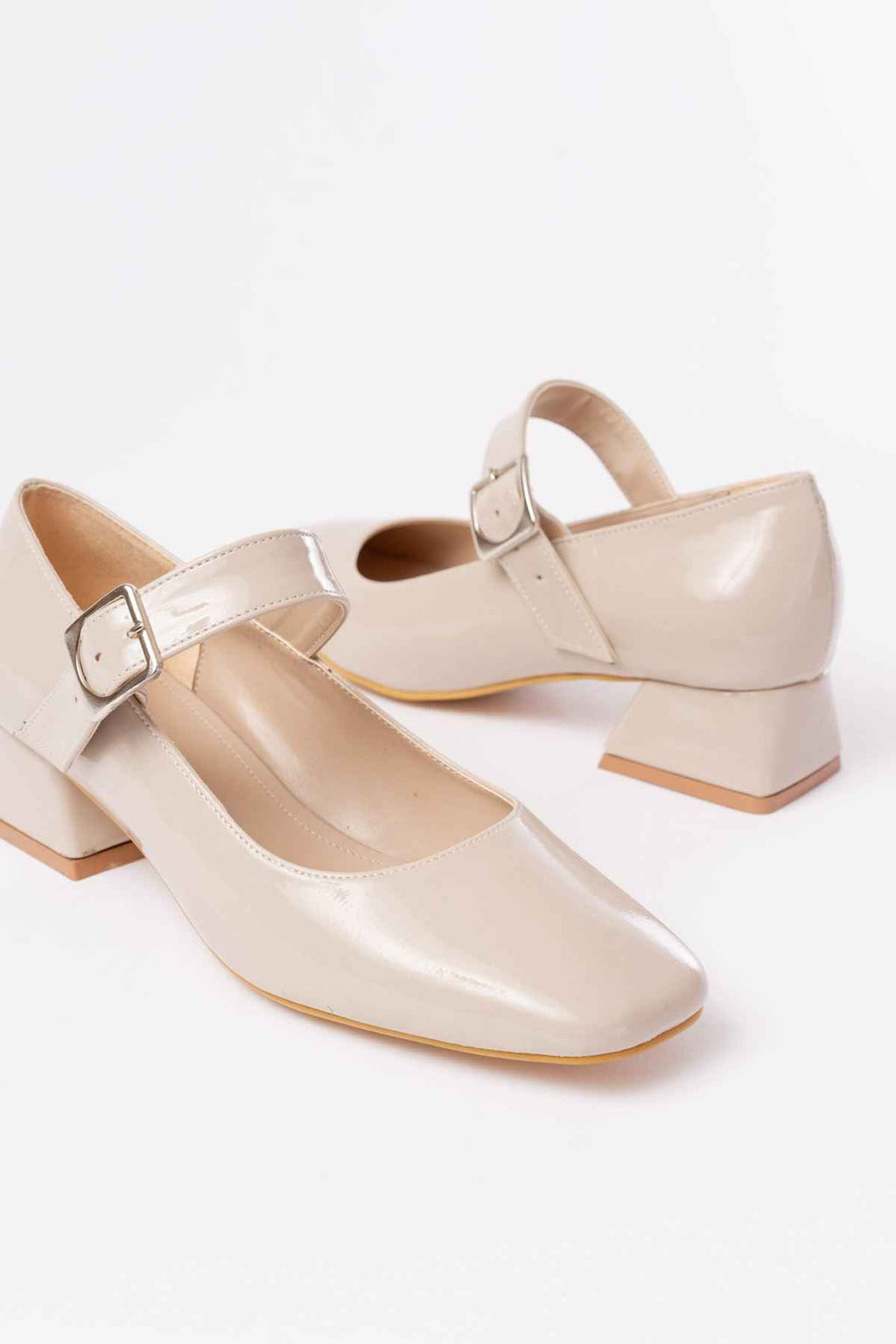 Ayakkabı Aşkı St-006 Bej Rugan Günlük 4 Cm Topuklu Bayan Ayakkabı