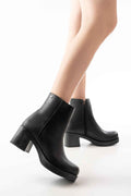 Ayakkabı Aşkı 5109-3022 Siyah Fermuarlı Kalın Topuklu Günlük Kadın Bot