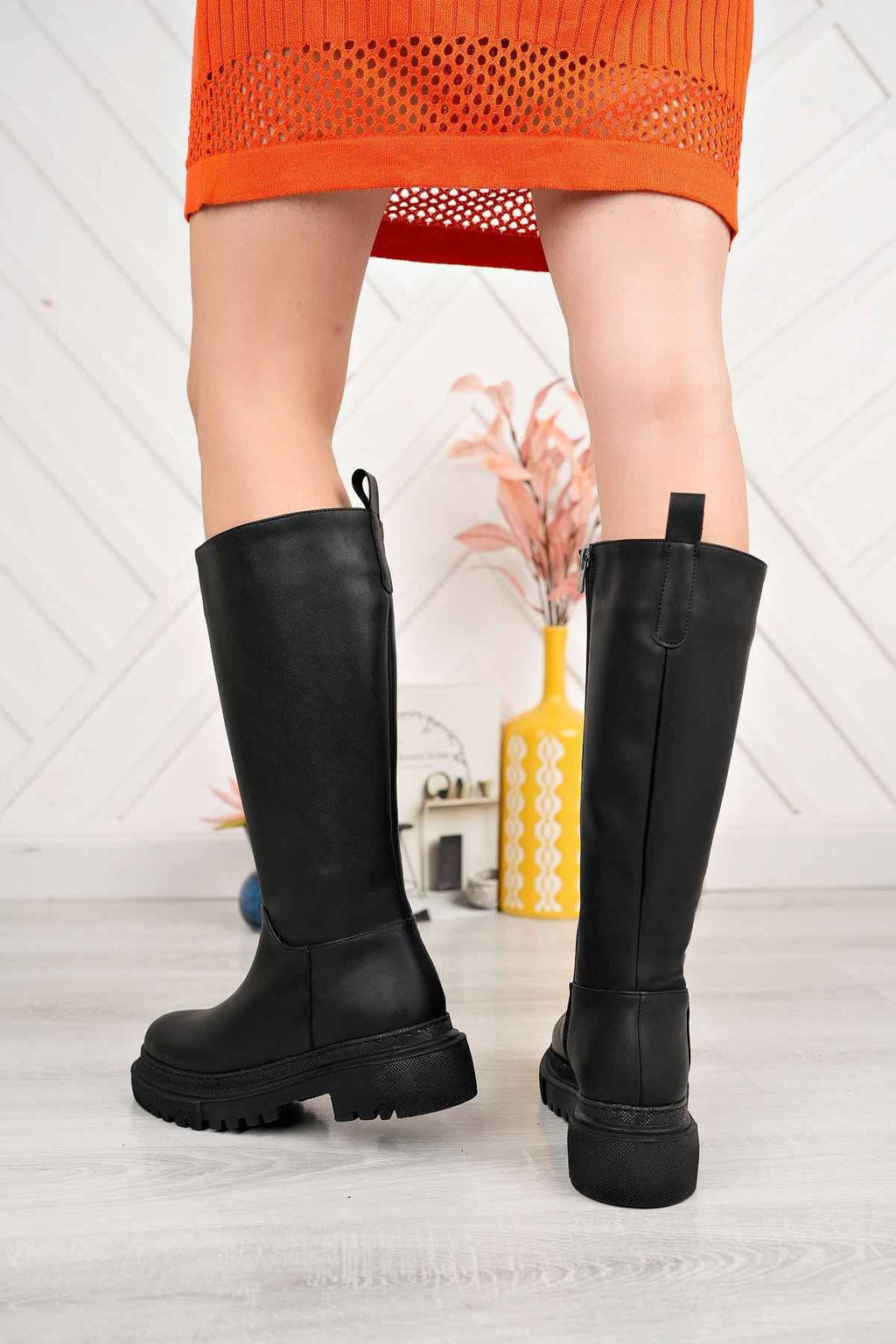 Ayakkabı Aşkı 812-340 Siyah Fermuarlı Günlük Kadın Çizme