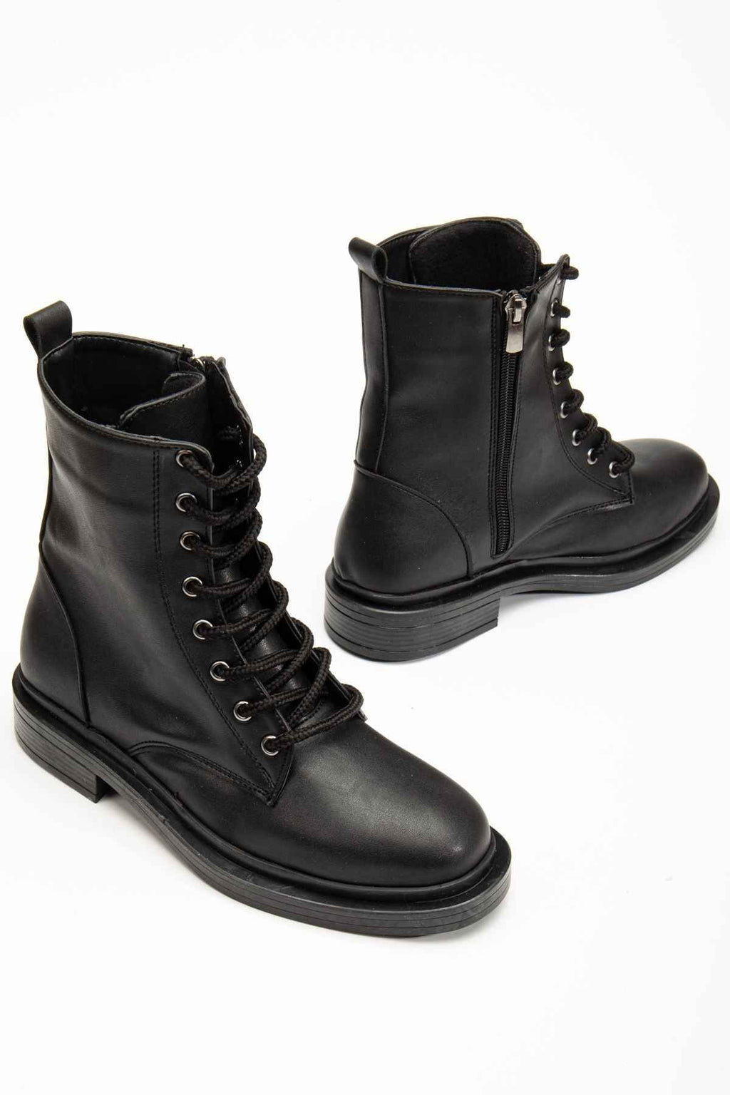 Ayakkabı Aşkı 2024-2289 Siyah Bağcıklı Fermuarlı Günlük Kadın Bot