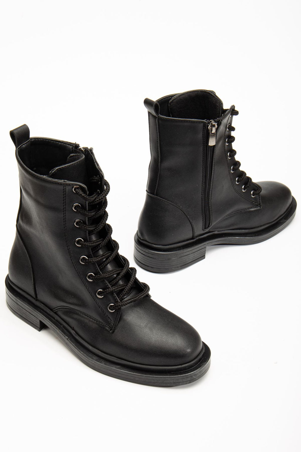 Ayakkabı Aşkı Siyah Bağcıklı Fermuarlı Günlük Kadın Bot - Ayakkabı Aşkı