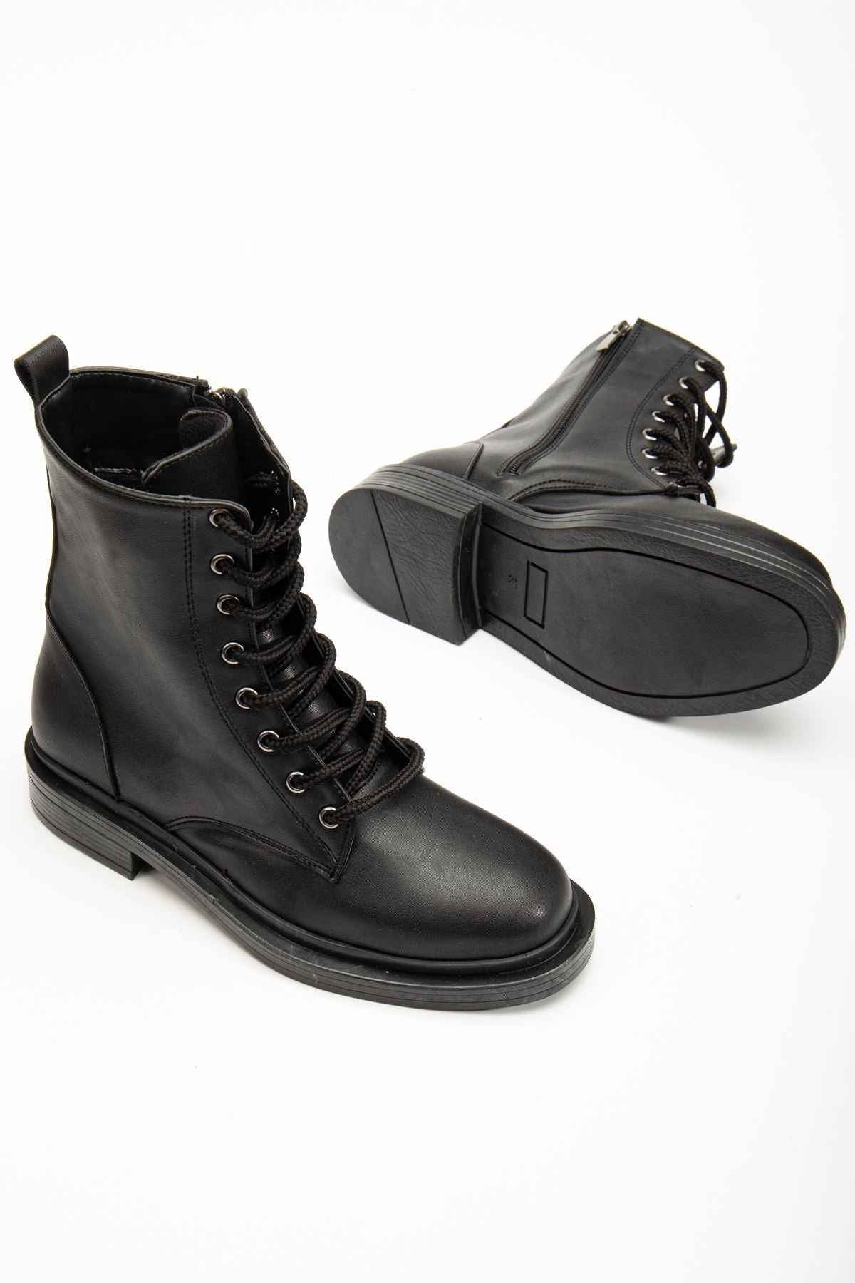 Ayakkabı Aşkı 2024-2289 Siyah Bağcıklı Fermuarlı Günlük Kadın Bot