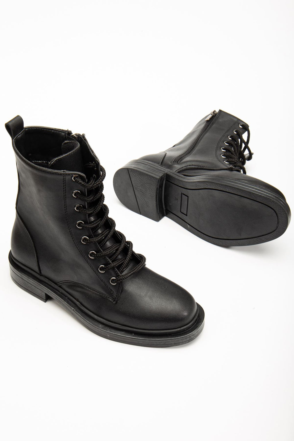 Ayakkabı Aşkı Siyah Bağcıklı Fermuarlı Günlük Kadın Bot - Ayakkabı Aşkı