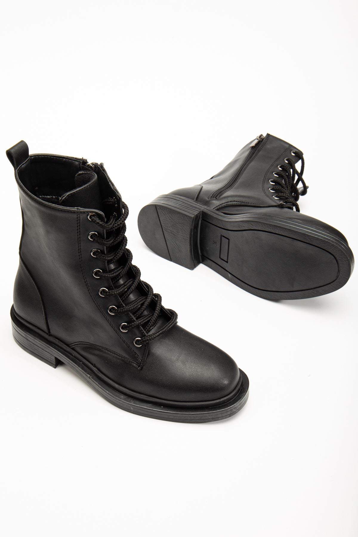 Ayakkabı Aşkı Siyah Bağcıklı Fermuarlı Günlük Kadın Bot