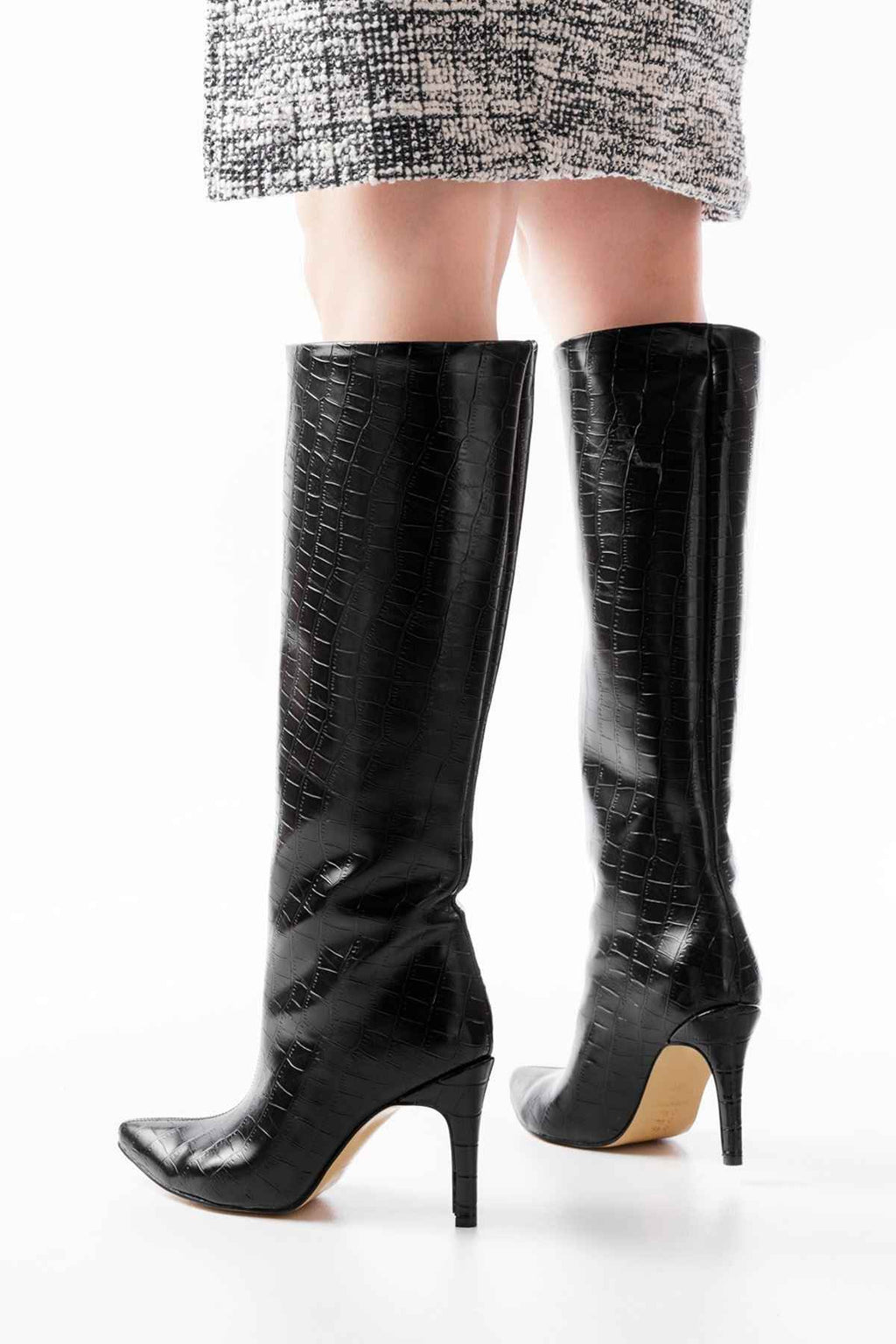 Ayakkabı Aşkı Syt-2004 Siyah Kroko Günlük Bayan Çizme