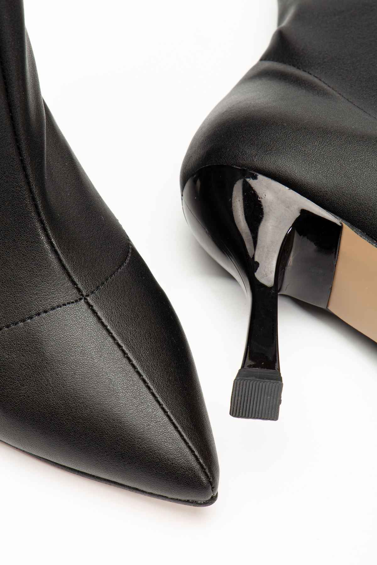 Ayakkabı Aşkı Vrt-023 Siyah Yüksek Ince Topuklu Streç Kadın Bot