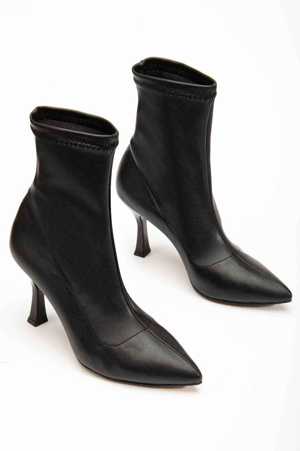 Ayakkabı Aşkı Vrt-023 Siyah Yüksek Ince Topuklu Streç Kadın Bot