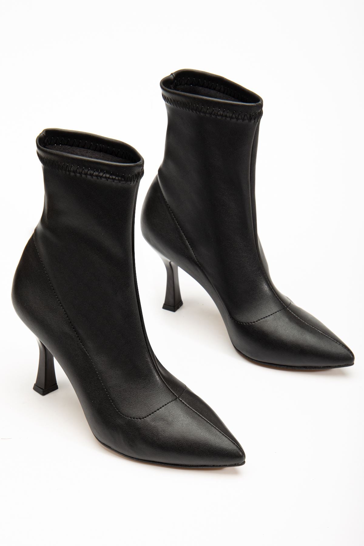 Ayakkabı Aşkı Siyah Yüksek İnce Topuklu Streç Kadın Bot