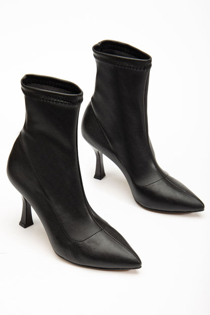 Ayakkabı Aşkı Siyah Yüksek İnce Topuklu Streç Kadın Bot
