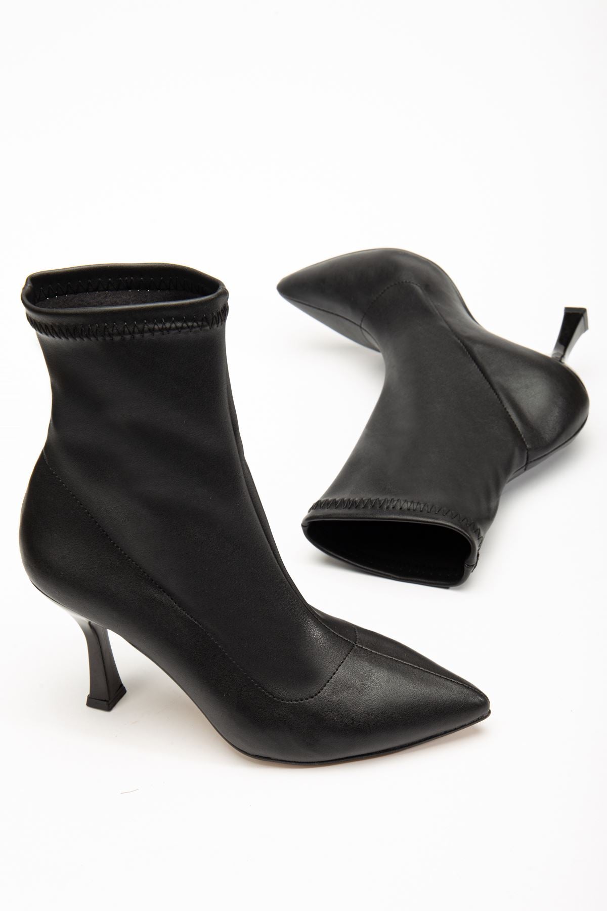 Ayakkabı Aşkı Siyah Yüksek İnce Topuklu Streç Kadın Bot