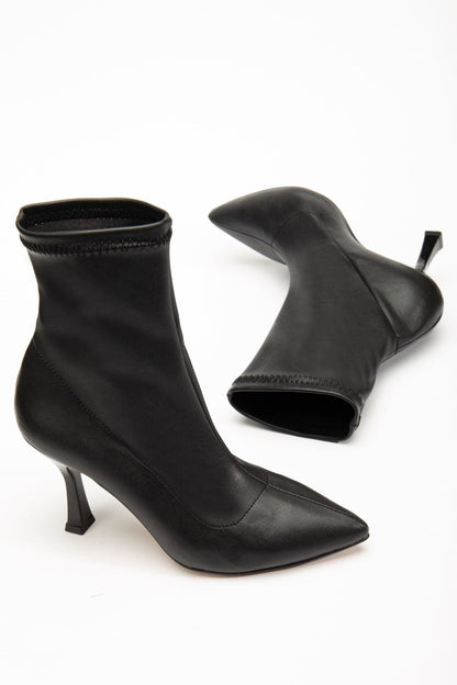 Ayakkabı Aşkı Siyah Yüksek İnce Topuklu Streç Kadın Bot