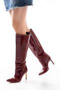 Ayakkabı Aşkı Syt-2004 Bordo Rugan Günlük Bayan Çizme