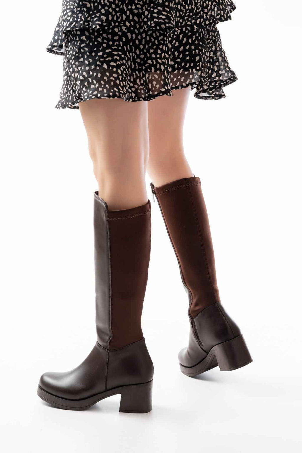 Ayakkabı Aşkı 5109-3060 Kahverengi Topuklu Fermuarlı Günlük Kadın Çizme