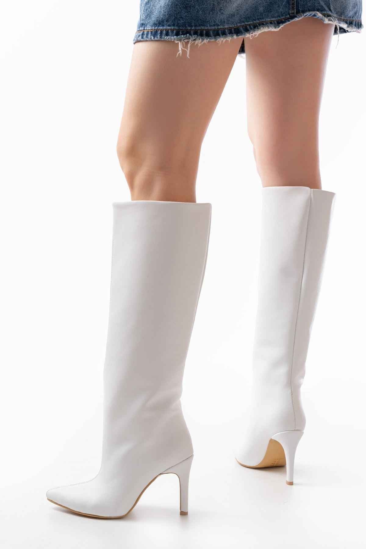 Ayakkabı Aşkı Syt-2004 Beyaz Günlük Bayan Çizme