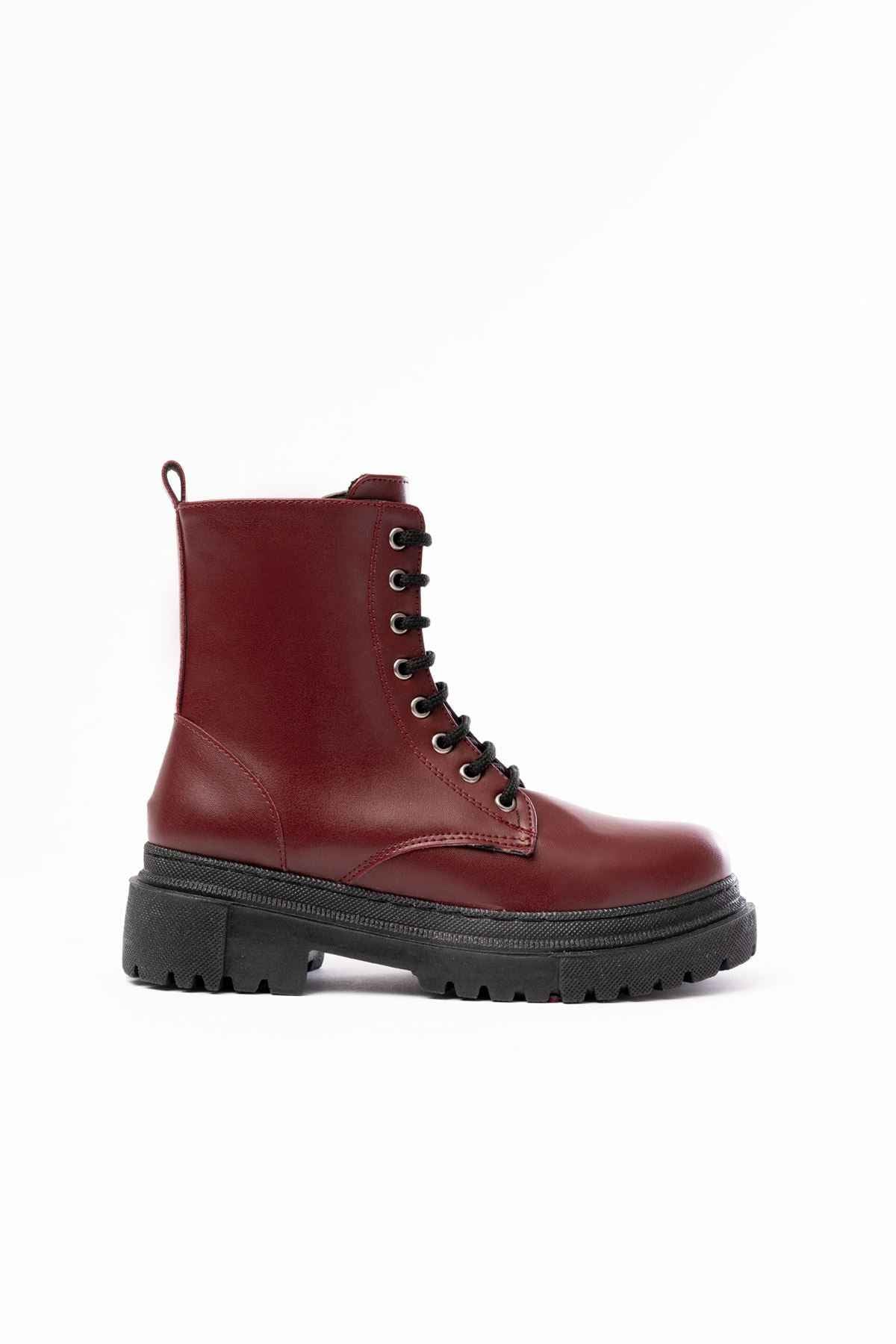 Ayakkabı Aşkı 812-356 Bordo Bağcıklı Fermuarlı Günlük Kadın Bot