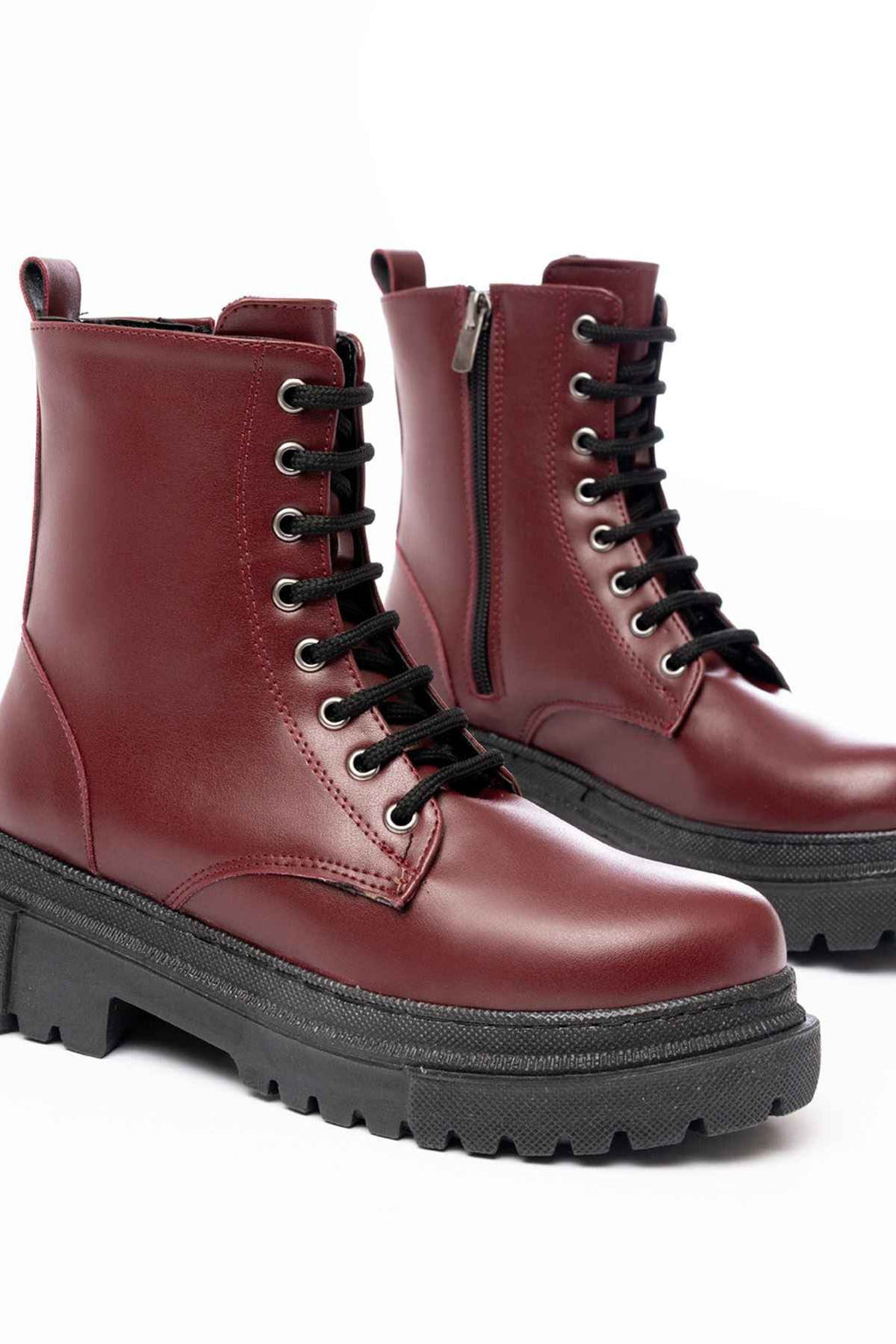 Ayakkabı Aşkı 812-356 Bordo Bağcıklı Fermuarlı Günlük Kadın Bot