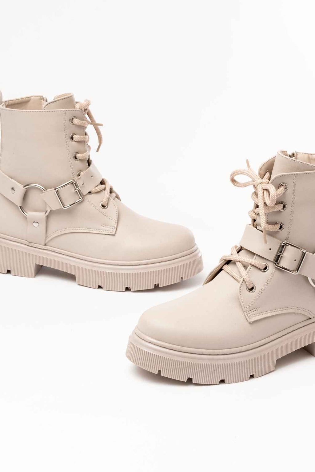 Ayakkabı Aşkı 508-3038 Bej Toka Aksesuarlı Fermuarlı Günlük Kadın Bot