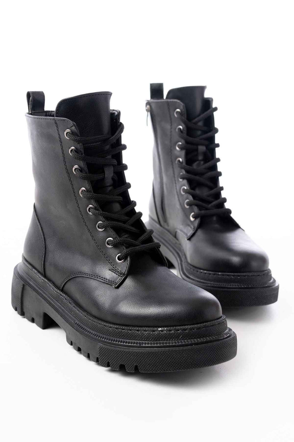 Ayakkabı Aşkı 812-356 Siyah Bağcıklı Fermuarlı Günlük Kadın Bot