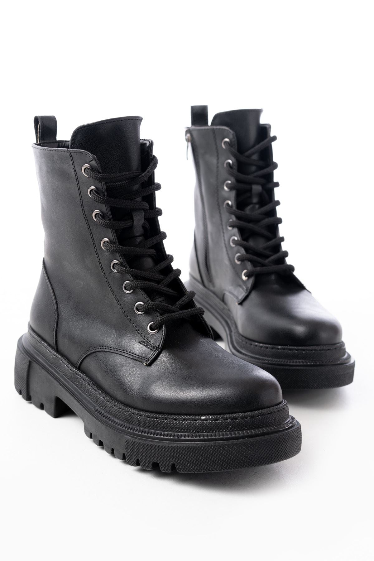 Ayakkabı Aşkı Siyah Bağcıklı Fermuarlı Günlük Kadın Bot