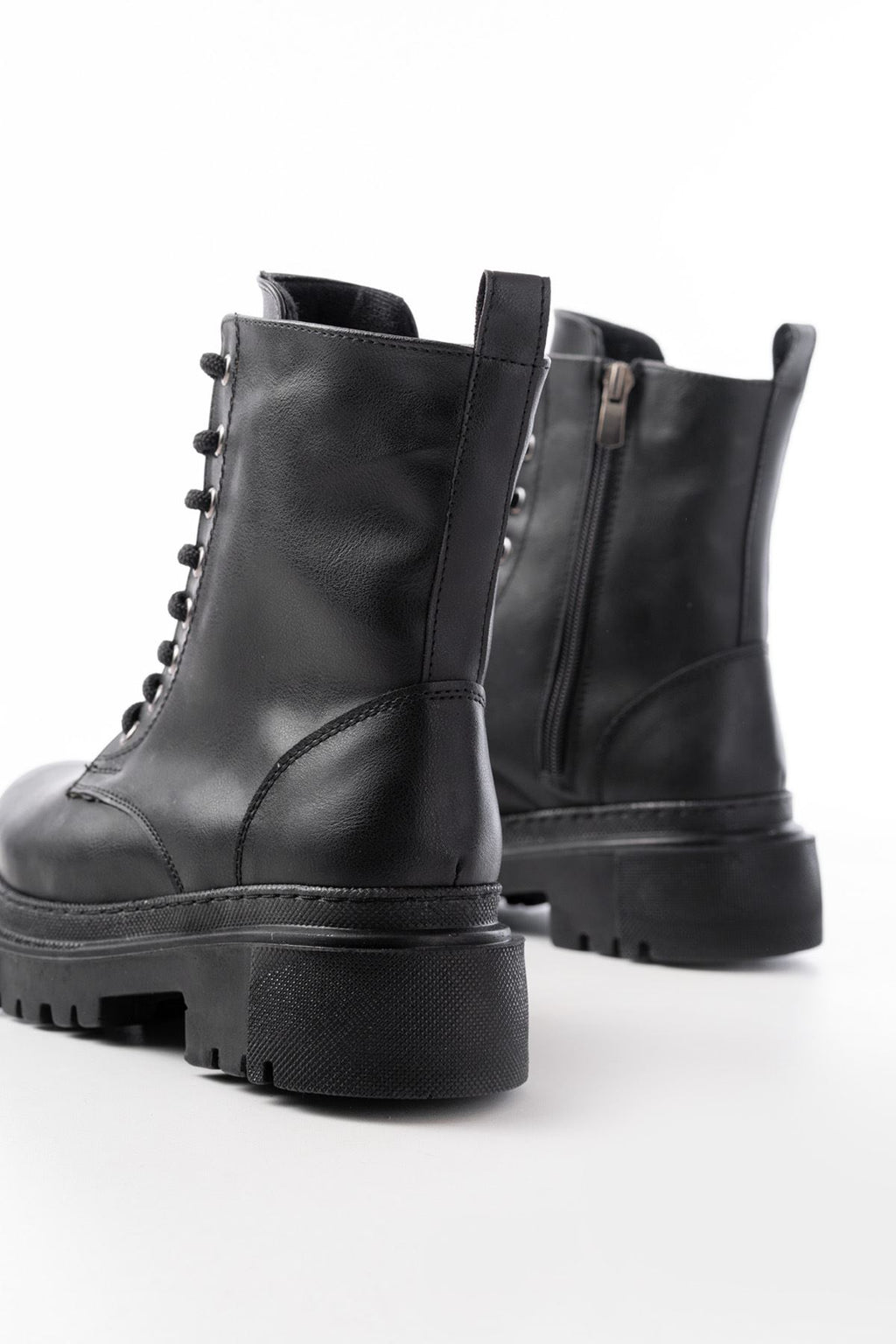 Ayakkabı Aşkı Siyah Bağcıklı Fermuarlı Günlük Kadın Bot - Ayakkabı Aşkı