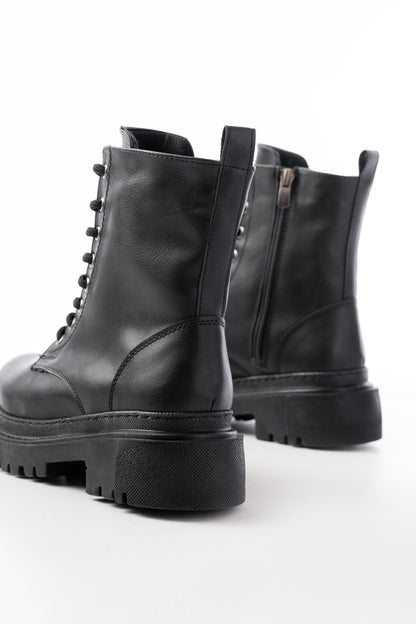 Ayakkabı Aşkı Siyah Bağcıklı Fermuarlı Günlük Kadın Bot