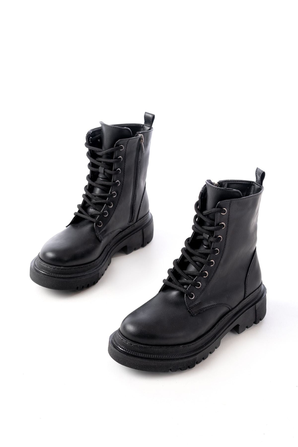 Ayakkabı Aşkı Siyah Bağcıklı Fermuarlı Günlük Kadın Bot