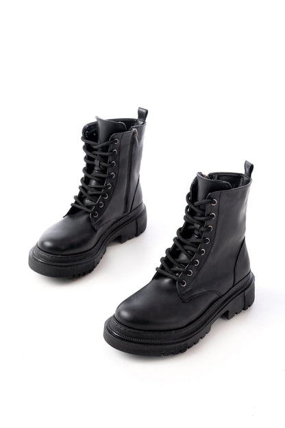 Ayakkabı Aşkı Siyah Bağcıklı Fermuarlı Günlük Kadın Bot