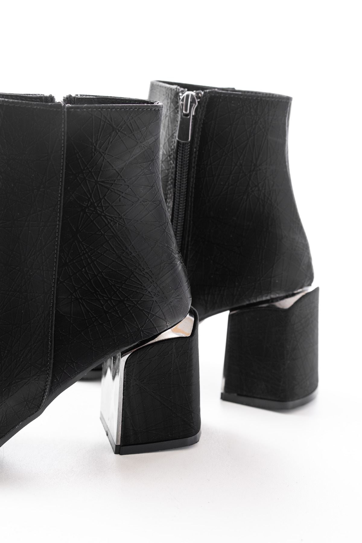 Ayakkabı Aşkı Siyah Fermuarlı Topuklu Kadın Günlük Bot