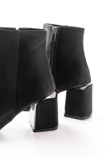 Ayakkabı Aşkı Siyah Fermuarlı Topuklu Kadın Günlük Bot