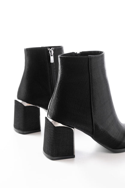 Ayakkabı Aşkı Siyah Fermuarlı Topuklu Kadın Günlük Bot