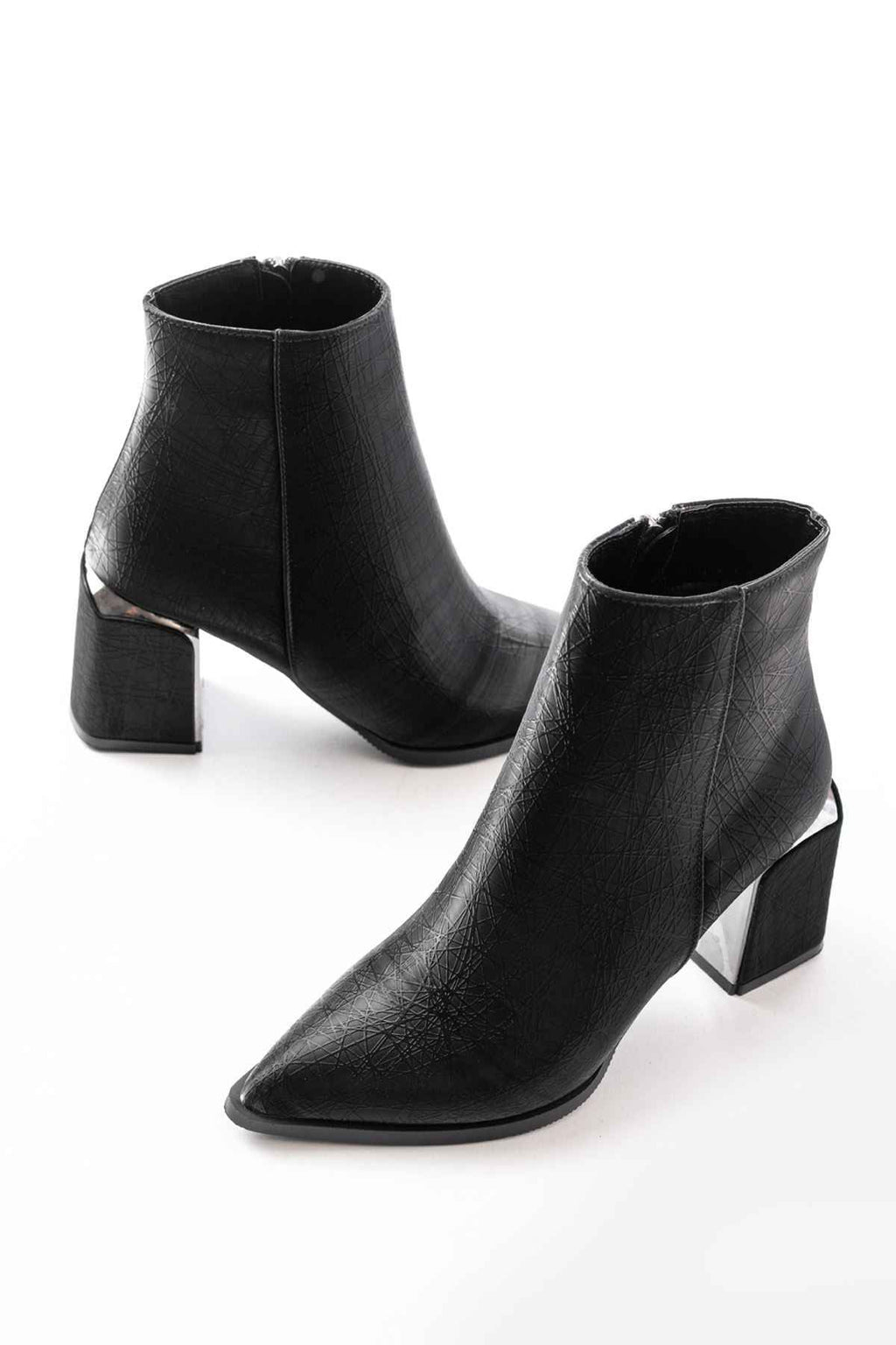 Ayakkabı Aşkı Dnz-410 Siyah Fermuarlı Topuklu Kadın Günlük Bot