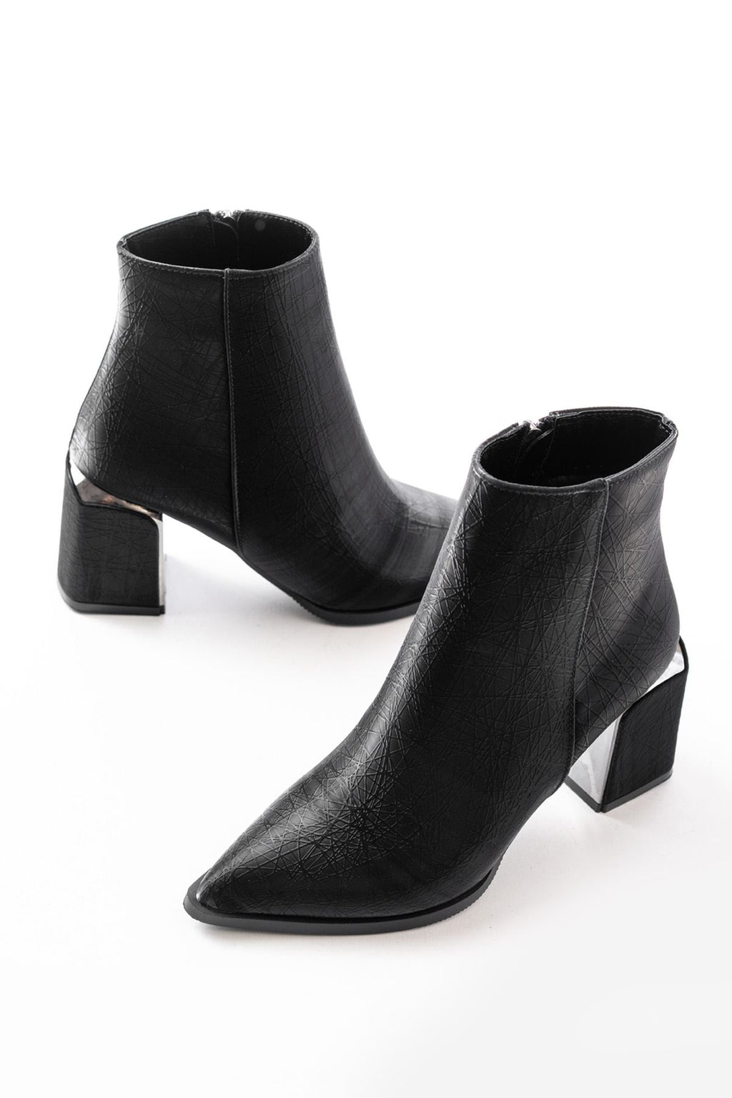 Ayakkabı Aşkı Siyah Fermuarlı Topuklu Kadın Günlük Bot