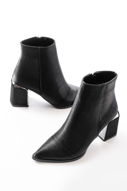 Ayakkabı Aşkı Siyah Fermuarlı Topuklu Kadın Günlük Bot