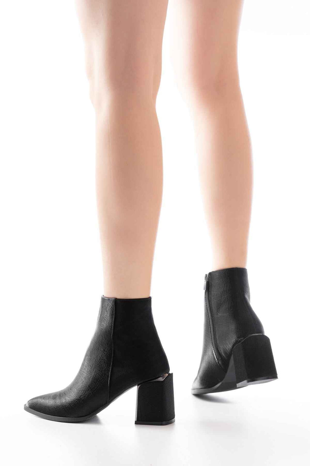 Ayakkabı Aşkı Dnz-410 Siyah Fermuarlı Topuklu Kadın Günlük Bot