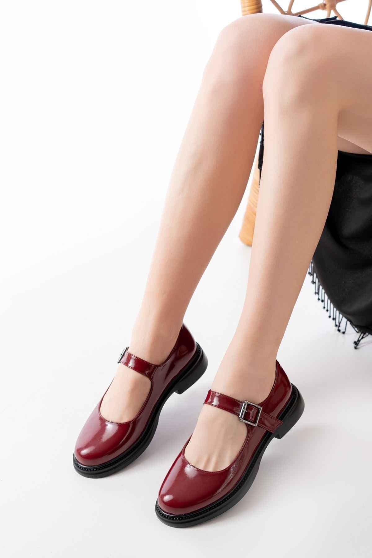Ayakkabı Aşkı Ysn-4444 Bordo Rugan Günlük Bayan Ayakkabı