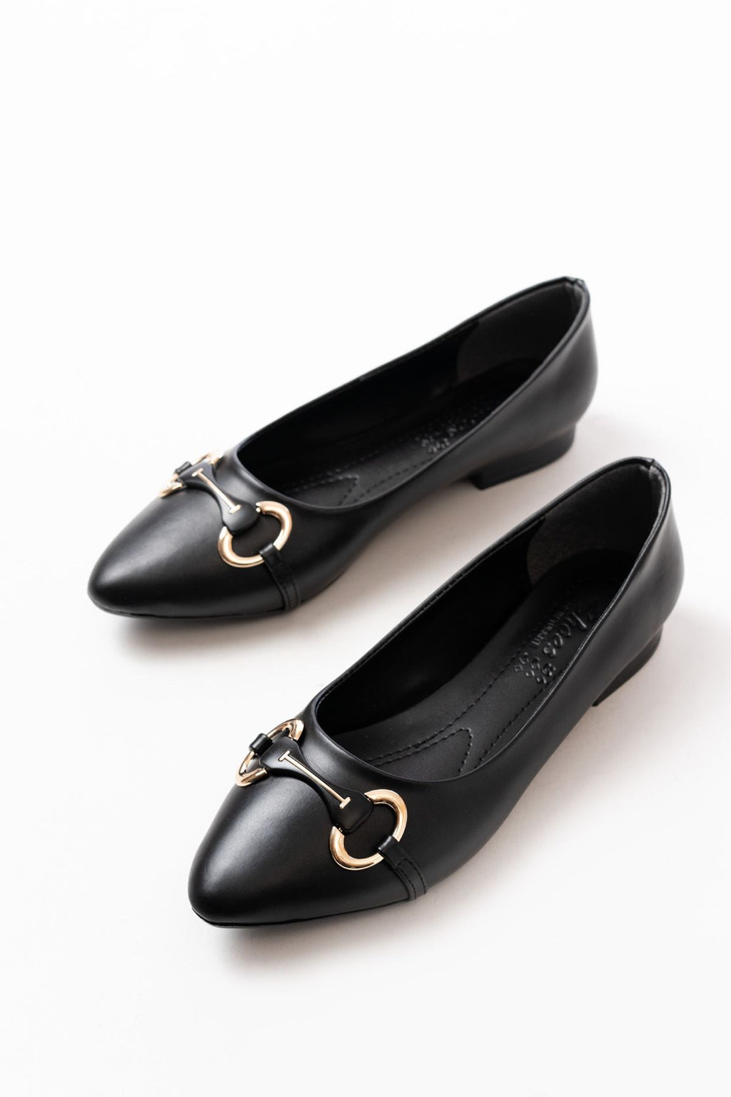 Ayakkabı Aşkı İNF-129 Siyah Günlük Taş Aksesuarlı Babet - Ayakkabı Aşkı