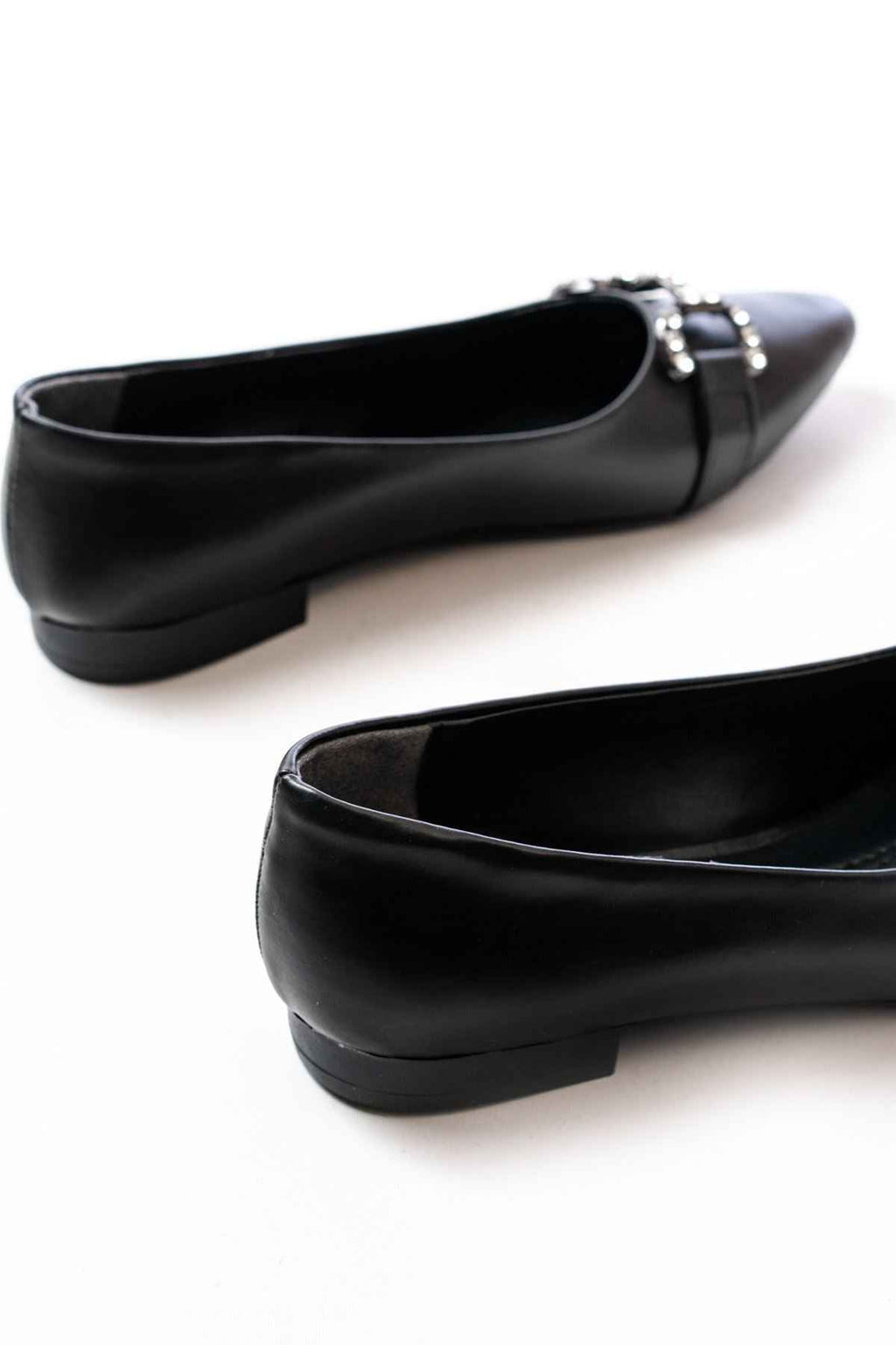 Ayakkabı Aşkı Inf-133 Siyah Taşlı Tokalı Günlük Kadın Babet